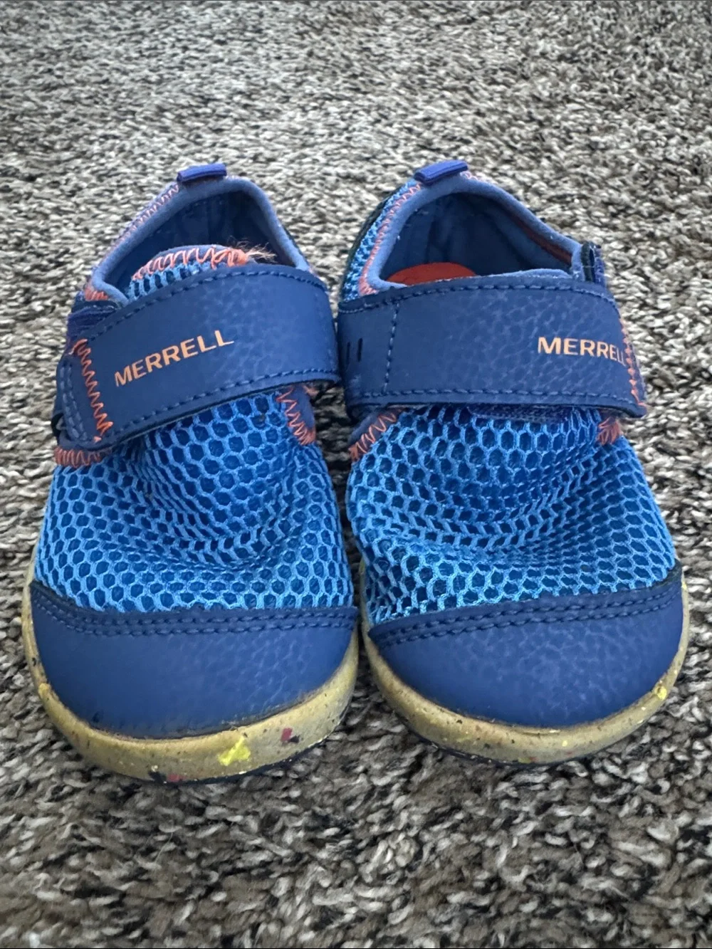EUC Merrell Blue Mesh Hook-and-Loop Velcro Water Shoes Little Kids 7.5 Unisex